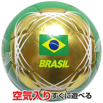 ブラジルデザインのサッカーボール(金色)競技の種類サッカー