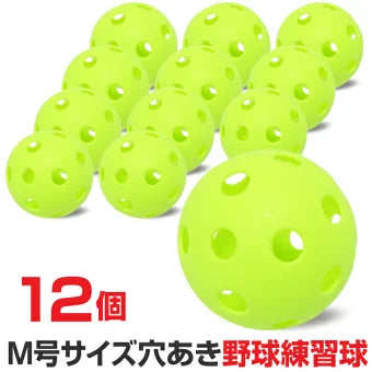 BRETT 穴あきボール 12個入 野球練習球 M号サイズ 中学生 一般向け メッシュバッグ付き